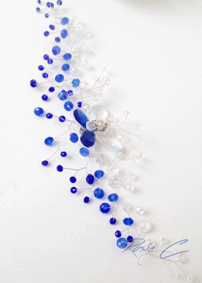 Дизайнерска украса за коса - Crystal Butterfly Blue